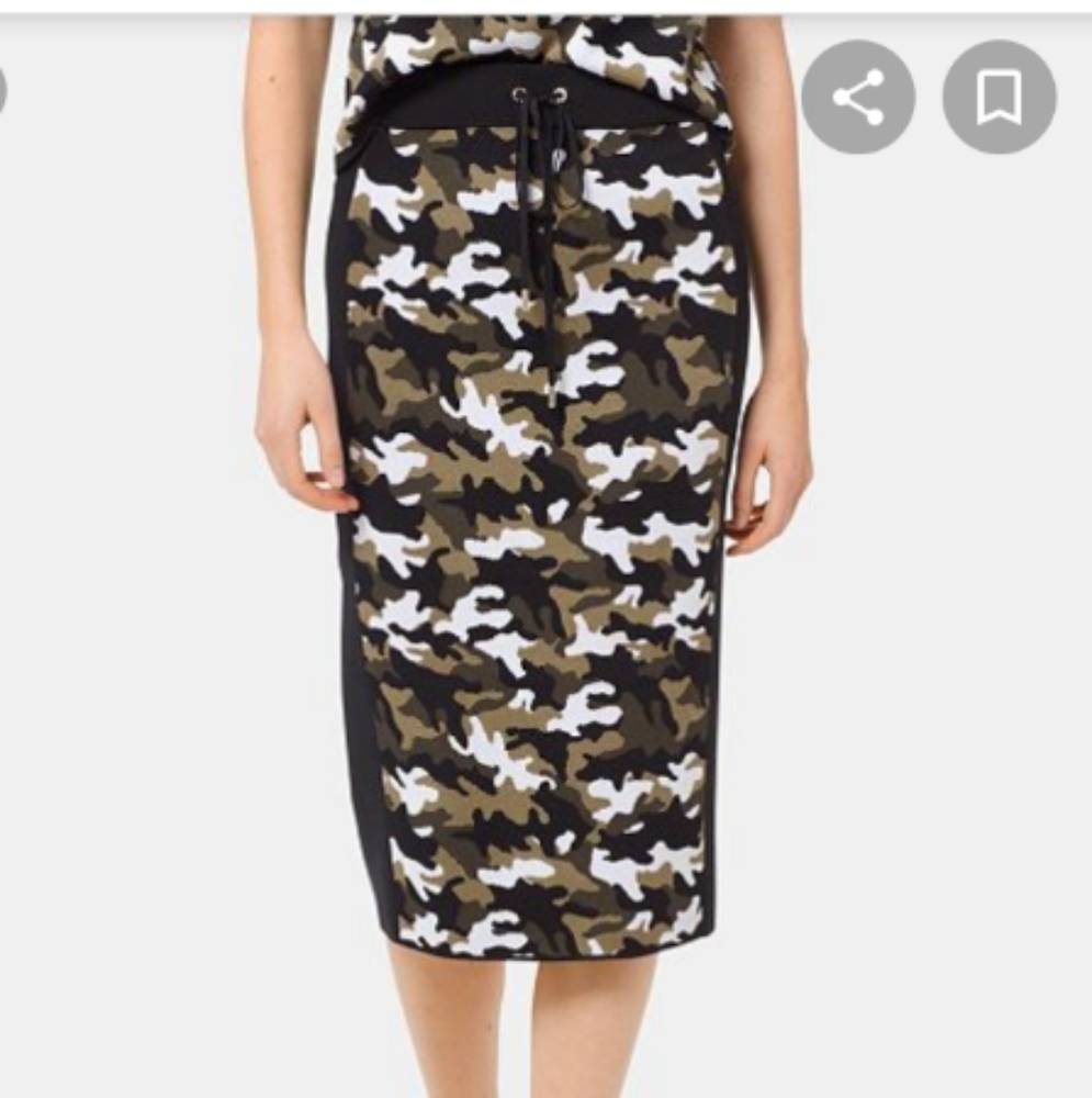 Michael Kors Camo print midi skirt